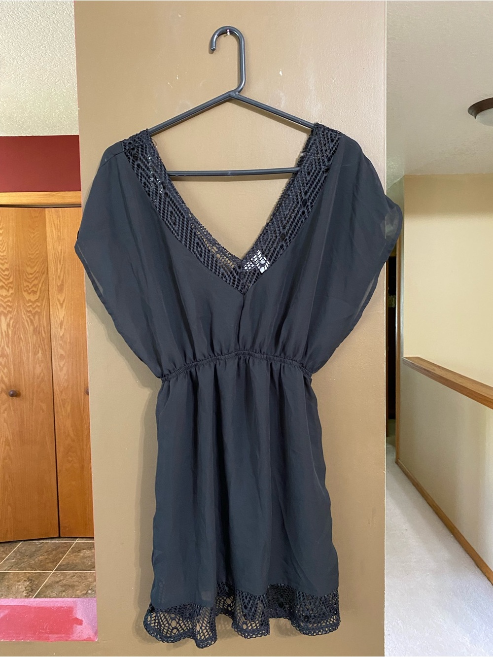 Arizona Jean Company Black Crochet V-Neck Swim Coverup
